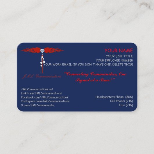 Carte De Rendez-vous JML Communications Entreprise (Devant)