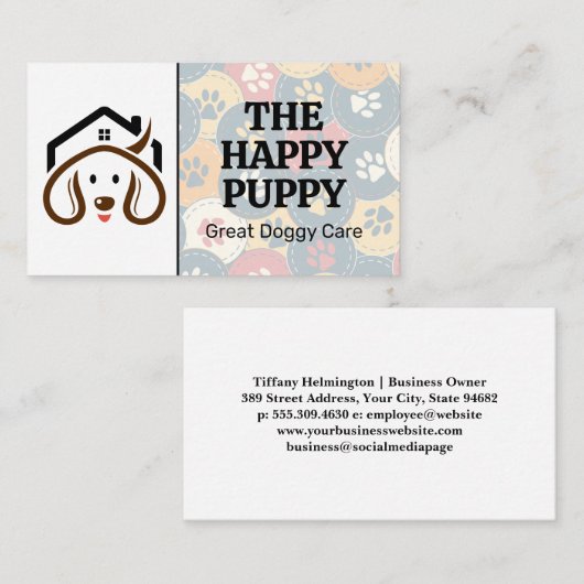 Carte De Rendez-vous Joli Chiot | Chien Paws | Entretien avec les anima (Devant / Derrière)