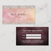 Carte De Rendez-vous Joli rose or faux argent parties scintillant monog (Devant / Derrière)