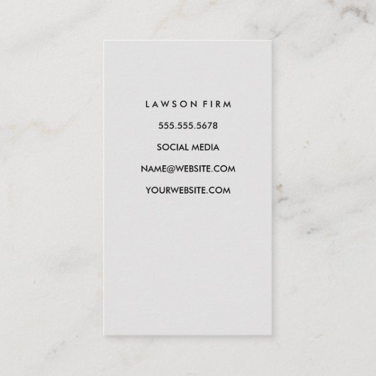 Carte De Rendez-vous Justice Scales Marbre noir Loi (Dos)