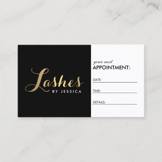 Carte De Rendez-vous Lashes de glam Texte Gold/Black Nomination (Devant)