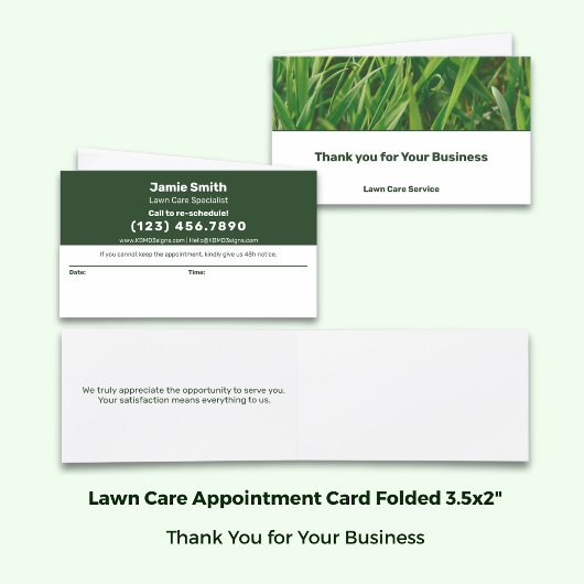 Carte De Rendez-vous Lawn Care Green White Combined Thank You &