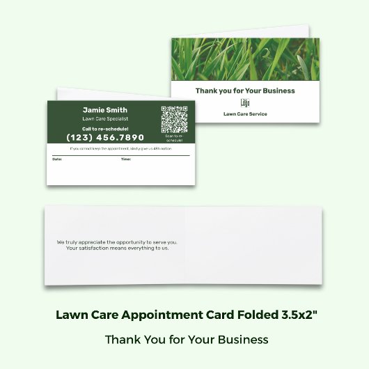 Carte De Rendez-vous Lawn Care Logo Combined Thank You &