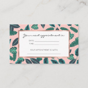 Carte De Rendez-vous Le vert tropical de rose d'été laisse le motif d