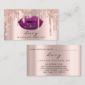 Carte De Rendez-vous Lèvres pourpres Parties scintillant Lèvres pourpre (Devant / Derrière)