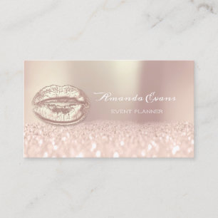 Carte De Rendez-vous Lèvres roses de maquilleur d'or de baiser de