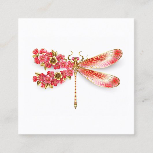 Carte De Rendez-vous libellule de fleurs avec sakura de bijoux (Devant)