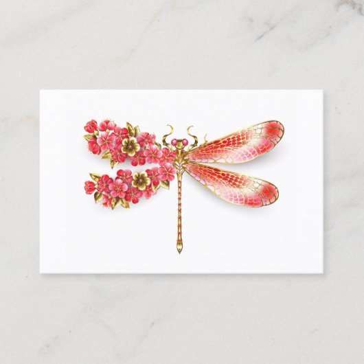 Carte De Rendez-vous libellule de fleurs avec sakura de bijoux (Devant)