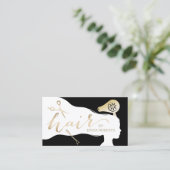 Carte De Rendez-vous Liste de cheveux Beauté Girl Black & Gold Rendez-v (Debout devant)