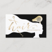 Carte De Rendez-vous Liste de cheveux Beauté Girl Black & Gold Rendez-v (Devant)