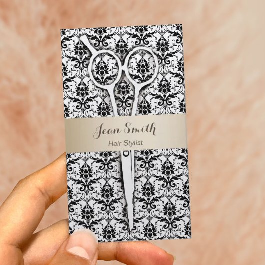 Carte De Rendez-vous Liste de cheveux Gold Striped Black Damask Rendez-