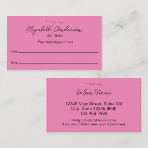 Carte De Rendez-vous Liste de cheveux Nom Coeur rose Votre prochain ren