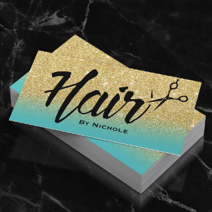 Carte De Rendez-vous Liste de cheveux Parties scintillant Gold & Turquo