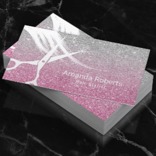 Carte De Rendez-vous Liste de cheveux Parties scintillant rose et argen