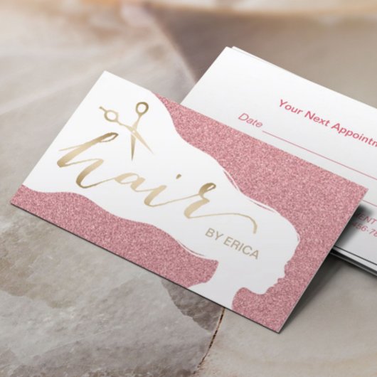 Carte De Rendez-vous Liste de cheveux Rose Gold Parties scintillant Sal