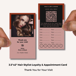 Carte De Rendez-vous Liste de cheveux rose noir & Merci rouge, fidélité