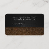 Carte De Rendez-vous Logo Ciseaux | Cuir Brun Brodé (Dos)