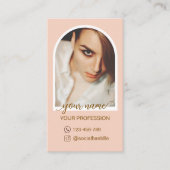 Carte De Rendez-vous Logo code QR photo rose style moderne script (Devant)