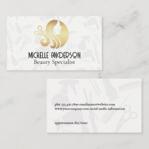 Carte De Rendez-vous Logo de la liste des cheveux du salon d'or