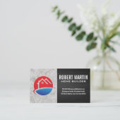 Carte De Rendez-vous Logo de la maison | Béton | Texture noire (Debout devant)