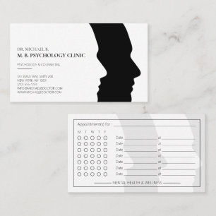 Carte De Rendez-vous Logo de la silhouette du visage du psychologue mod