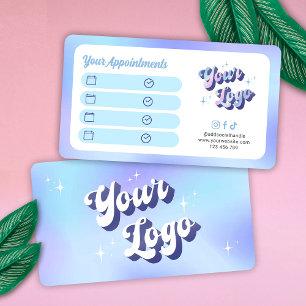 Carte De Rendez-vous Logo de salon de beauté Trendy Retro Blue Hair Spa