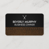 Carte De Rendez-vous Logo des ciseaux | Cuir Brown (Devant)