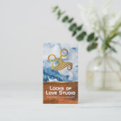 Carte De Rendez-vous Logo des ciseaux pour cheveux | Marbre bleu | Bois (Debout devant)