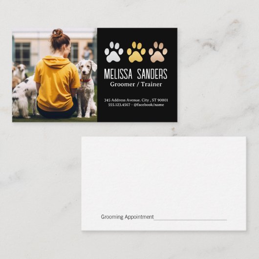 Carte De Rendez-vous Logo des pattes de chien | Chiens d'entraînement p (Devant / Derrière)