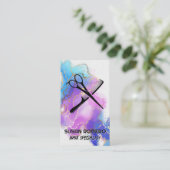 Carte De Rendez-vous Logo du peigne ciseaux | Aquarelle Artistique (Debout devant)