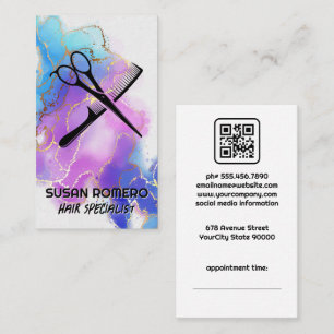 Carte De Rendez-vous Logo du peigne ciseaux Aquarelle Artistique