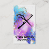 Carte De Rendez-vous Logo du peigne ciseaux | Aquarelle Artistique (Devant)
