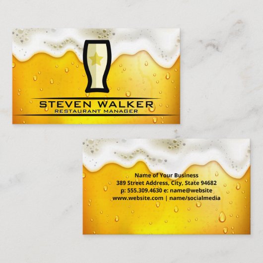 Carte De Rendez-vous Logo en verre de bière | Froth (Devant / Derrière)