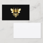 Carte De Rendez-vous Logo Faux Gold Foil Bee Polygonal sur Noir (Devant / Derrière)