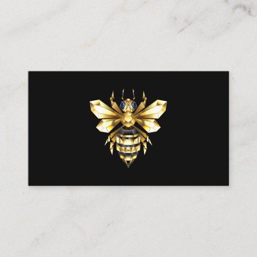 Carte De Rendez-vous Logo Faux Gold Foil Bee Polygonal sur Noir (Devant)
