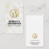 Carte De Rendez-vous Logo Gold Buildings | MARBRE BLANC (Devant / Derrière)