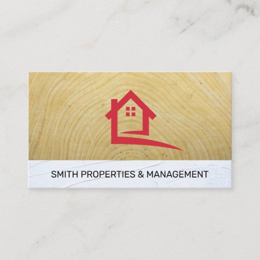 Carte De Rendez-vous Logo immobilier | Bois Stucco | Construction (Devant)