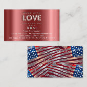Carte De Rendez-vous Logo Merci Rose américain Drapeau Mad3 Avec Amour (Devant / Derrière)
