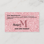Carte De Rendez-vous Logo monogramme de salon de coiffure Blush Glitter (Dos)