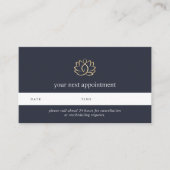 Carte De Rendez-vous Logo Navy & Gold Lotus | Spa de massage de bien-êt (Devant)