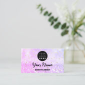 Carte De Rendez-vous Logo personnalisé QR Code Parties scintillant holo (Debout devant)