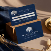 Carte De Rendez-vous Logo Rustic Modern Navy Blue & White Willow Tree