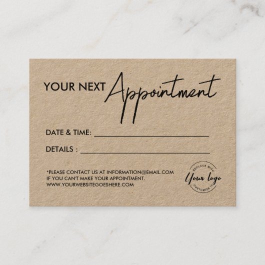 Carte De Rendez-vous Logo Simple Rustique Business Personnalisé (Devant)
