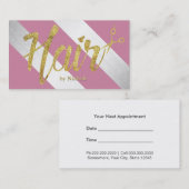 Carte De Rendez-vous L'or de coiffeur Scripts les rayures argentées (Devant / Derrière)