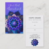 Carte De Rendez-vous Lotus Bleu Mandala (Devant / Derrière)