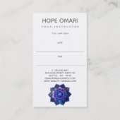 Carte De Rendez-vous Lotus Bleu Mandala (Dos)