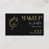 Carte De Rendez-vous Luxury Black & Gold Makeup Appointment Card (Devant)