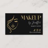 Carte De Rendez-vous Luxury Black & Gold Makeup Appointment Card (Devant)