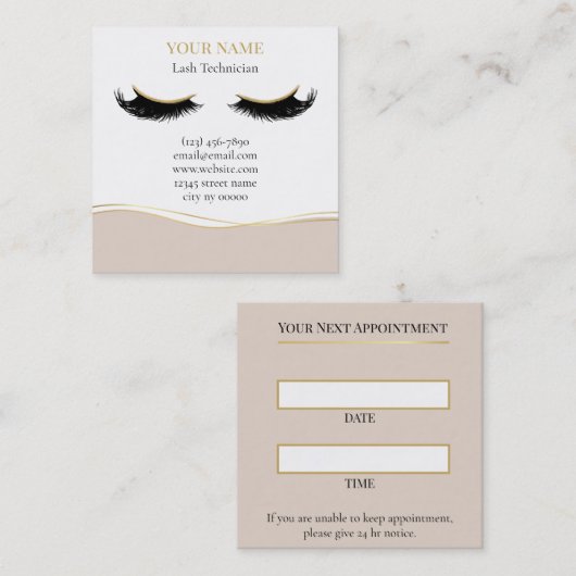 Carte De Rendez-vous Luxury Lash Technician Appointment Card (Devant / Derrière)