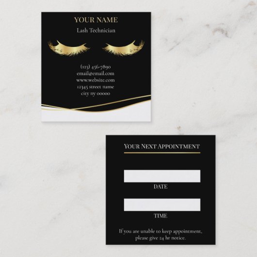 Carte De Rendez-vous Luxury Lash Technician Appointment Card (Devant / Derrière)